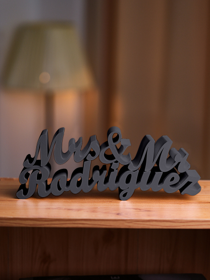 Personalized 3D Print Last Name Sign Custom Wedding Family Name Sign Wedding Tabletop Centerpieces for Wedding and Home
