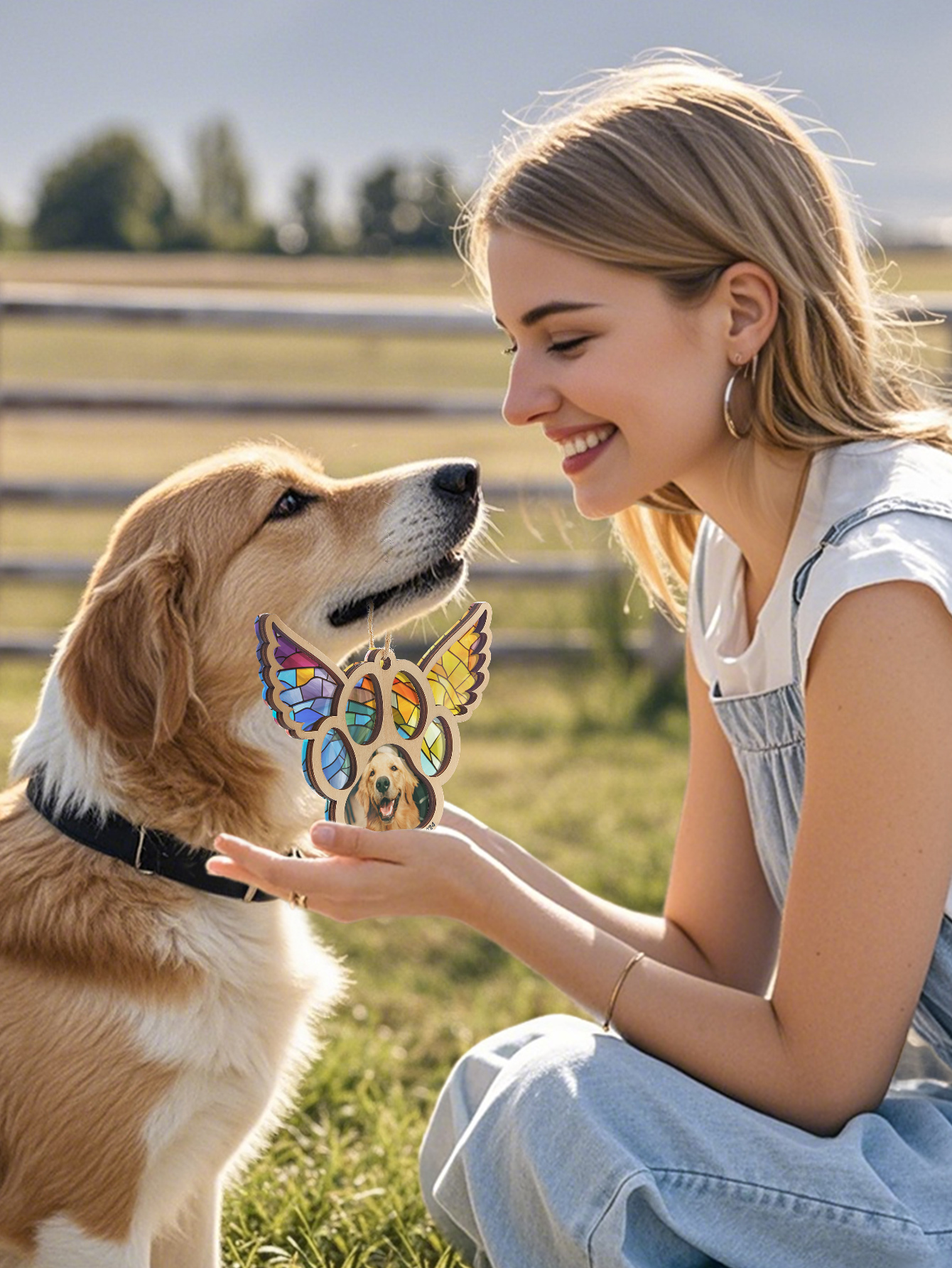 Personalized Pet Suncatcher Ornament with Photo Paw Print Ornament Memorial Gift for Pet Lovers