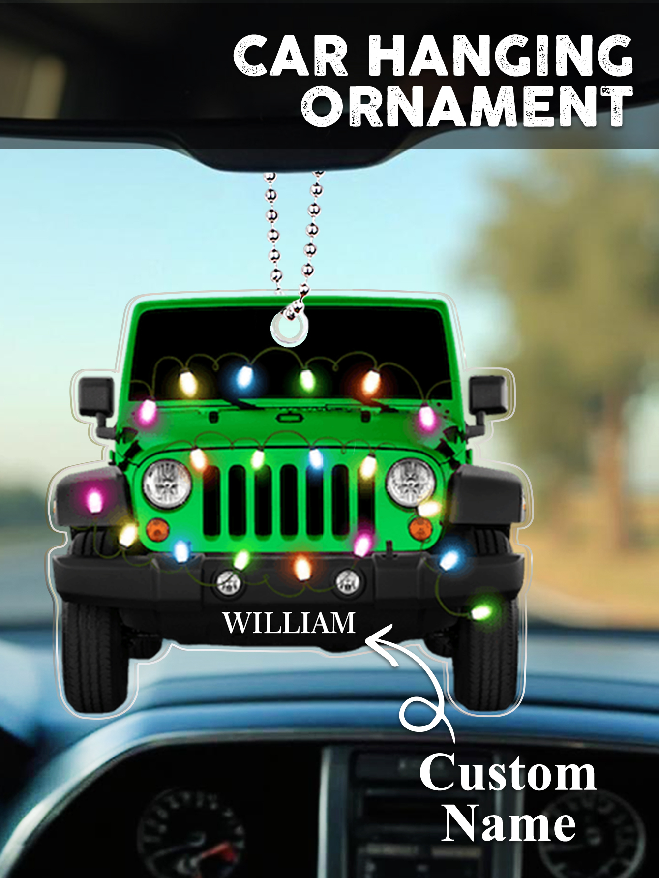Personalized Car Ornament with Name Acrylic Christmas Ornament for Christmas Gift