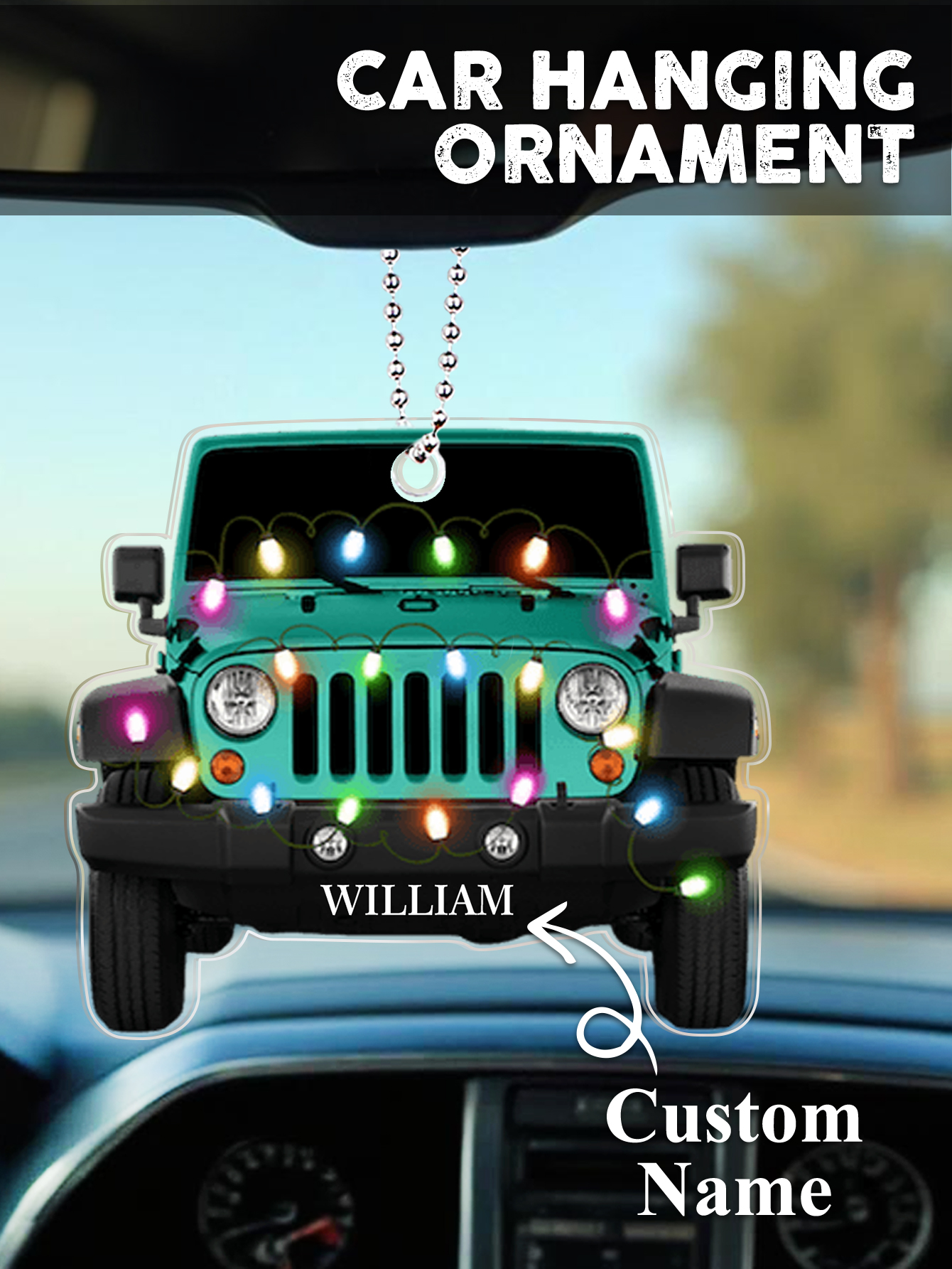 Personalized Car Ornament with Name Acrylic Christmas Ornament for Christmas Gift