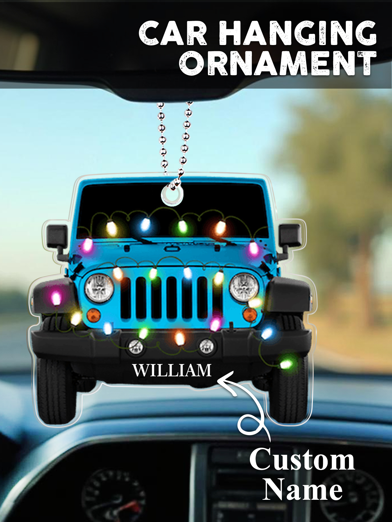 Personalized Car Ornament with Name Acrylic Christmas Ornament for Christmas Gift