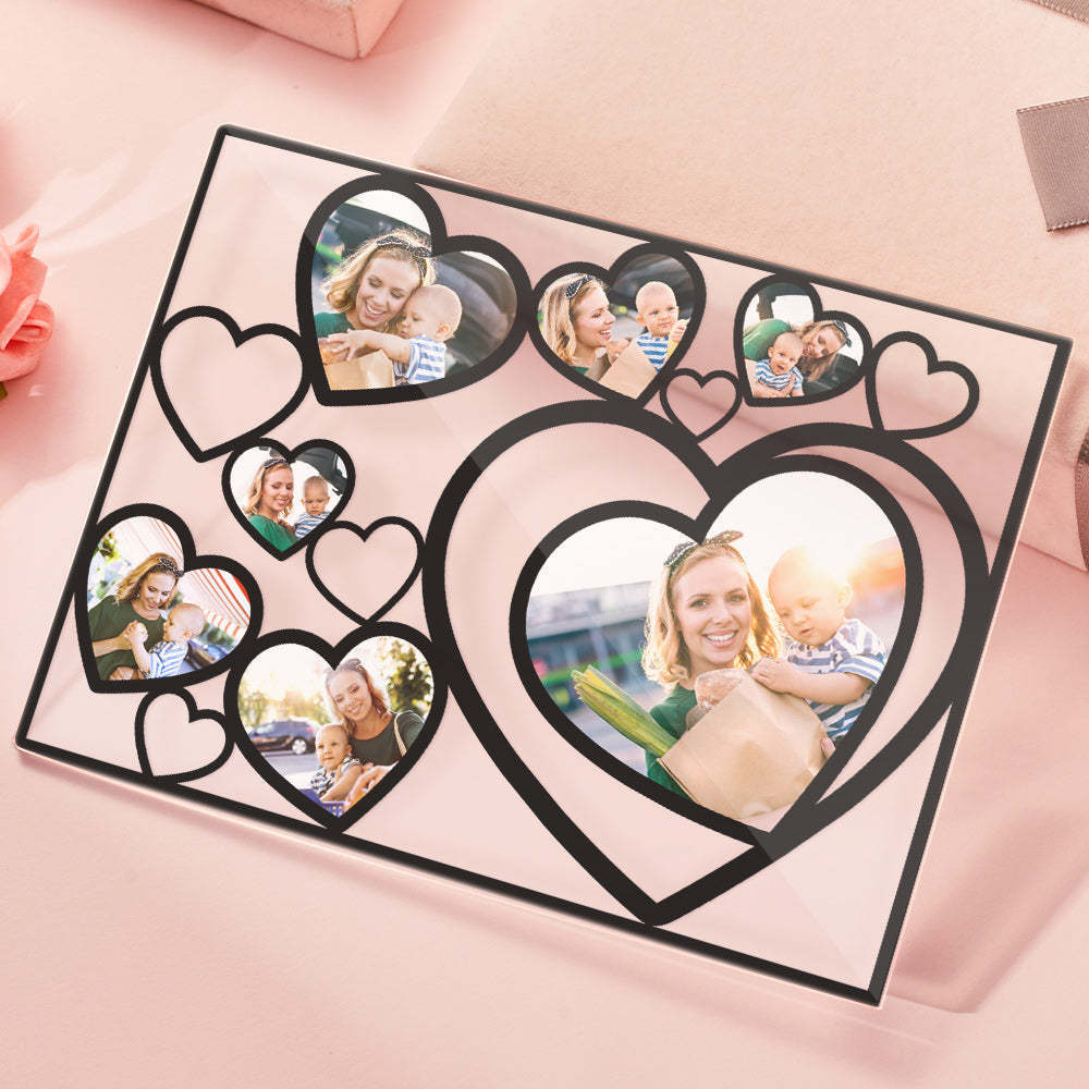 Love Heart Custom Photo Black Lamp Multiphotos Night Light