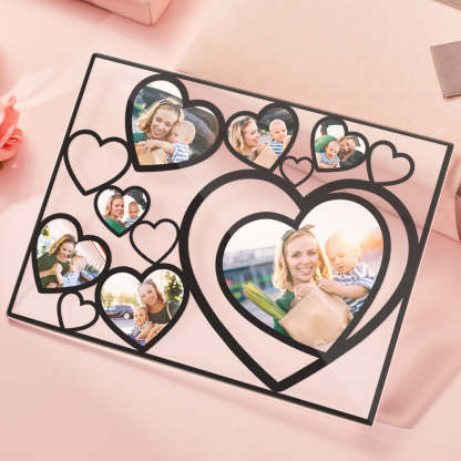 Love Heart Custom Photo Black Lamp Multiphotos Night Light