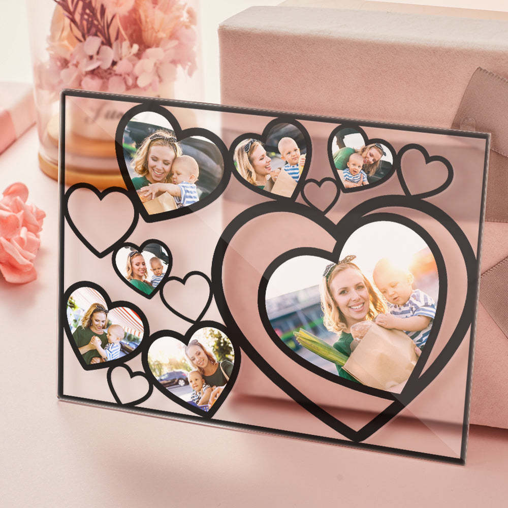 Love Heart Custom Photo Black Lamp Multiphotos Night Light