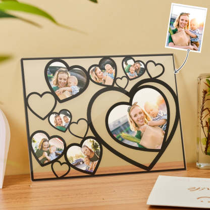 Love Heart Custom Photo Black Lamp Multiphotos Night Light