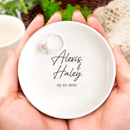Custom Engagement Ring Dish Personalized Wedding Ring Dish Ceramic Jewelry Dish Ring Holder Bridesmaid Gift