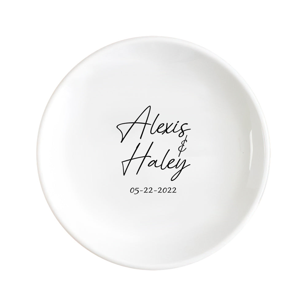 Custom Engagement Ring Dish Personalized Wedding Ring Dish Ceramic Jewelry Dish Ring Holder Bridesmaid Gift