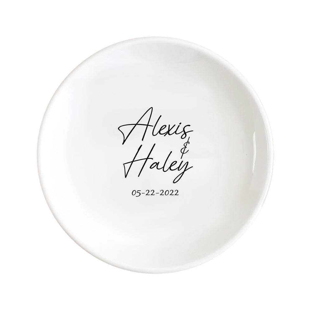 Custom Engagement Ring Dish Personalized Wedding Ring Dish Ceramic Jewelry Dish Ring Holder Bridesmaid Gift