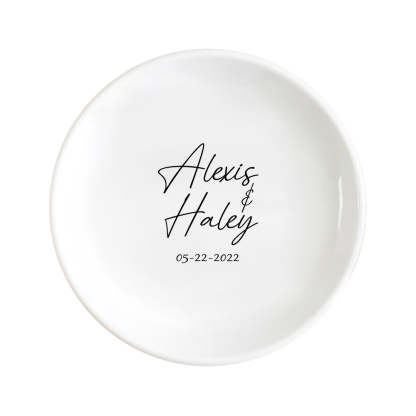 Custom Engagement Ring Dish Personalized Wedding Ring Dish Ceramic Jewelry Dish Ring Holder Bridesmaid Gift