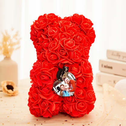 Custom Photo Bubble Immortal Flower Rose Teddy Bear Gift for Her