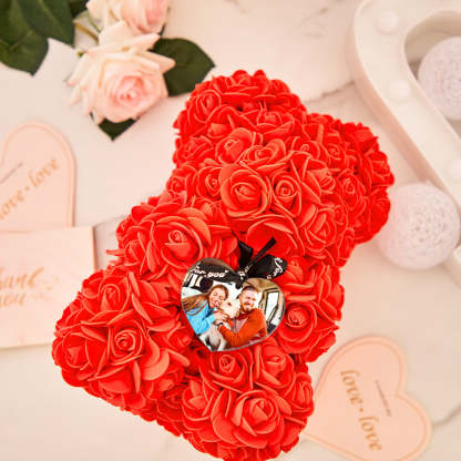Custom Photo Bubble Immortal Flower Rose Teddy Bear Gift for Her