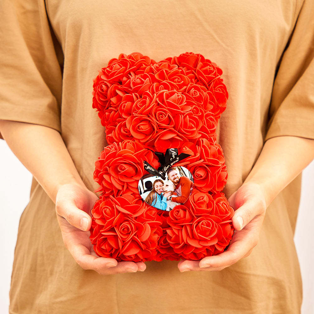 Custom Photo Bubble Immortal Flower Rose Teddy Bear Gift for Her