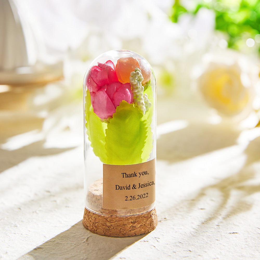 Custom Engraved Glass Dome Flower Cloche Dome Wedding Gift for Guests