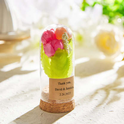 Custom Engraved Glass Dome Flower Cloche Dome Wedding Gift for Guests