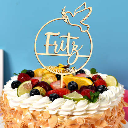 Custom Name Cake Topper Personalized Dove Wooden Cake Decoration