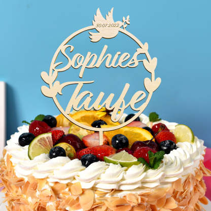 Custom Name Cake Topper Personalized Dove Wooden Couple Cake Decoration
