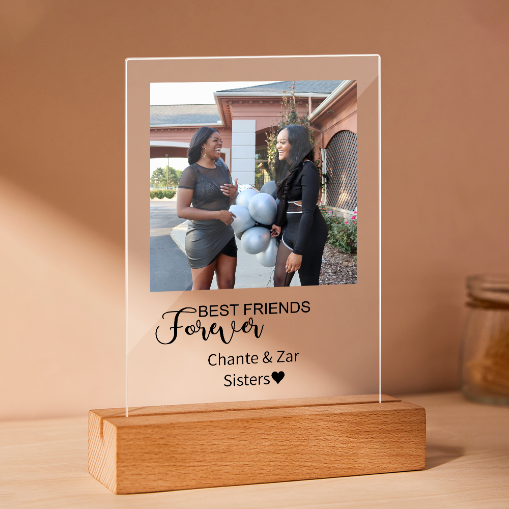 Best Friend Forever Plauqe Custom Photo Acrylic Sheet with Wood Stand
