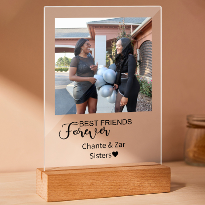 Best Friend Forever Plauqe Custom Photo Acrylic Sheet with Wood Stand