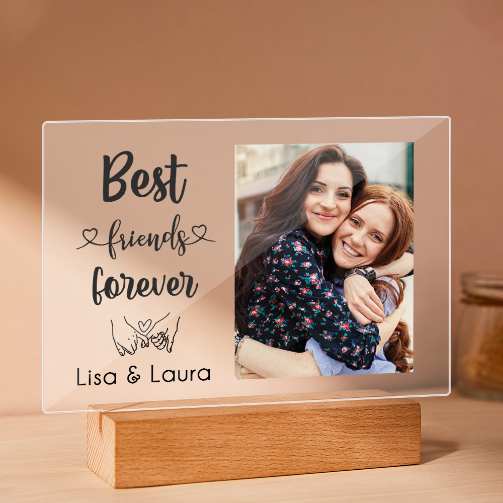 Best Friend Forever Plauqe Custom Photo Acrylic Sheet with Wood Stand