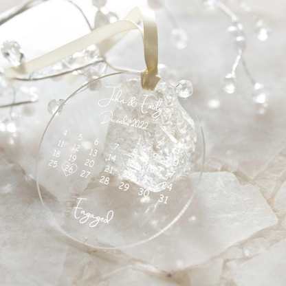 Custom Clear Acrylic Wedding Ornament with Names and Date Personalized Engaged Ornament Gift for the Couple