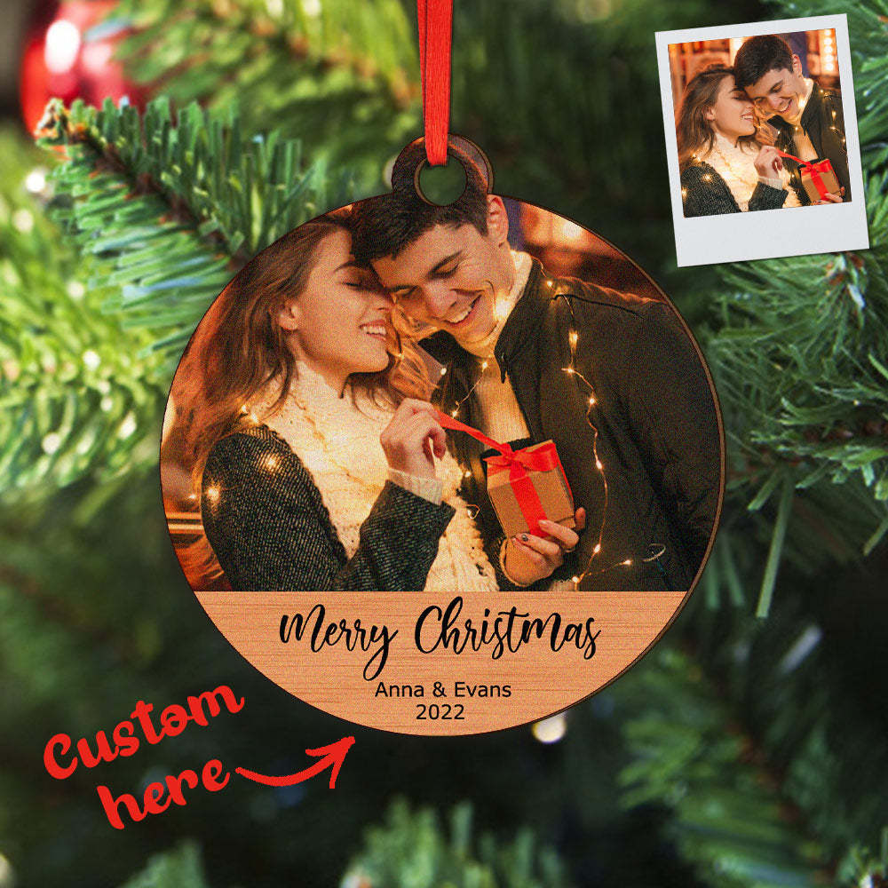 Personalized Wooden Photo Christmas Ornaments Holiday Gift for Family