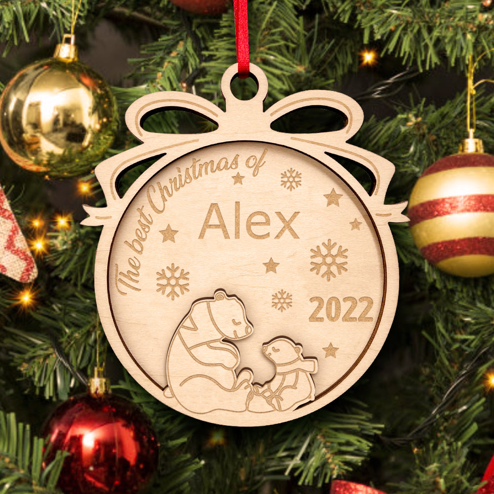 Personalized Wooden Cute Animals The Best Christmas Ornament Holiday Gift for Kids