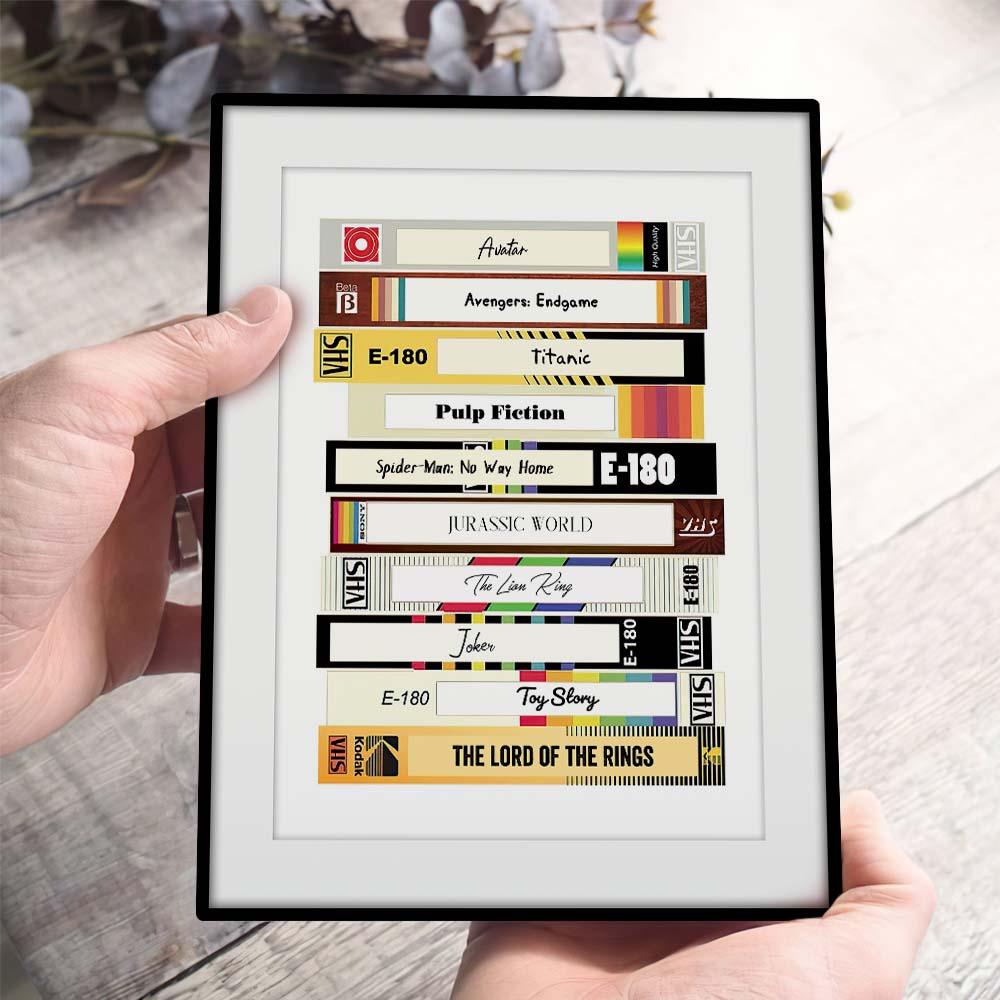 Custom Video Tape Print Personalized Retro Movie Poster Add Your Favorite Movies VHS Movie Lover Gift Vintage Printable Movie Wall Art