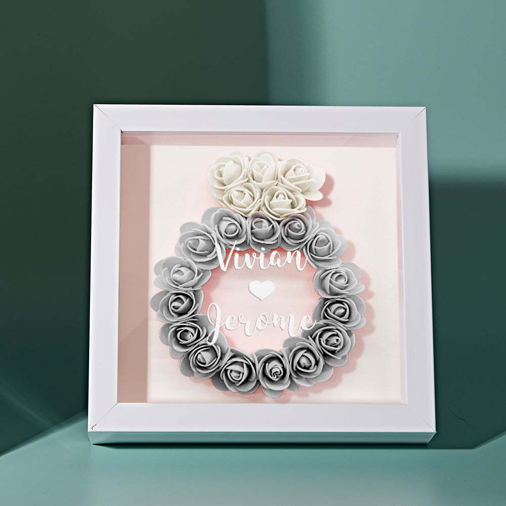 Custom Flower Shadow Box Personalized Wedding Ring Flower Shadowbox Frame Gift