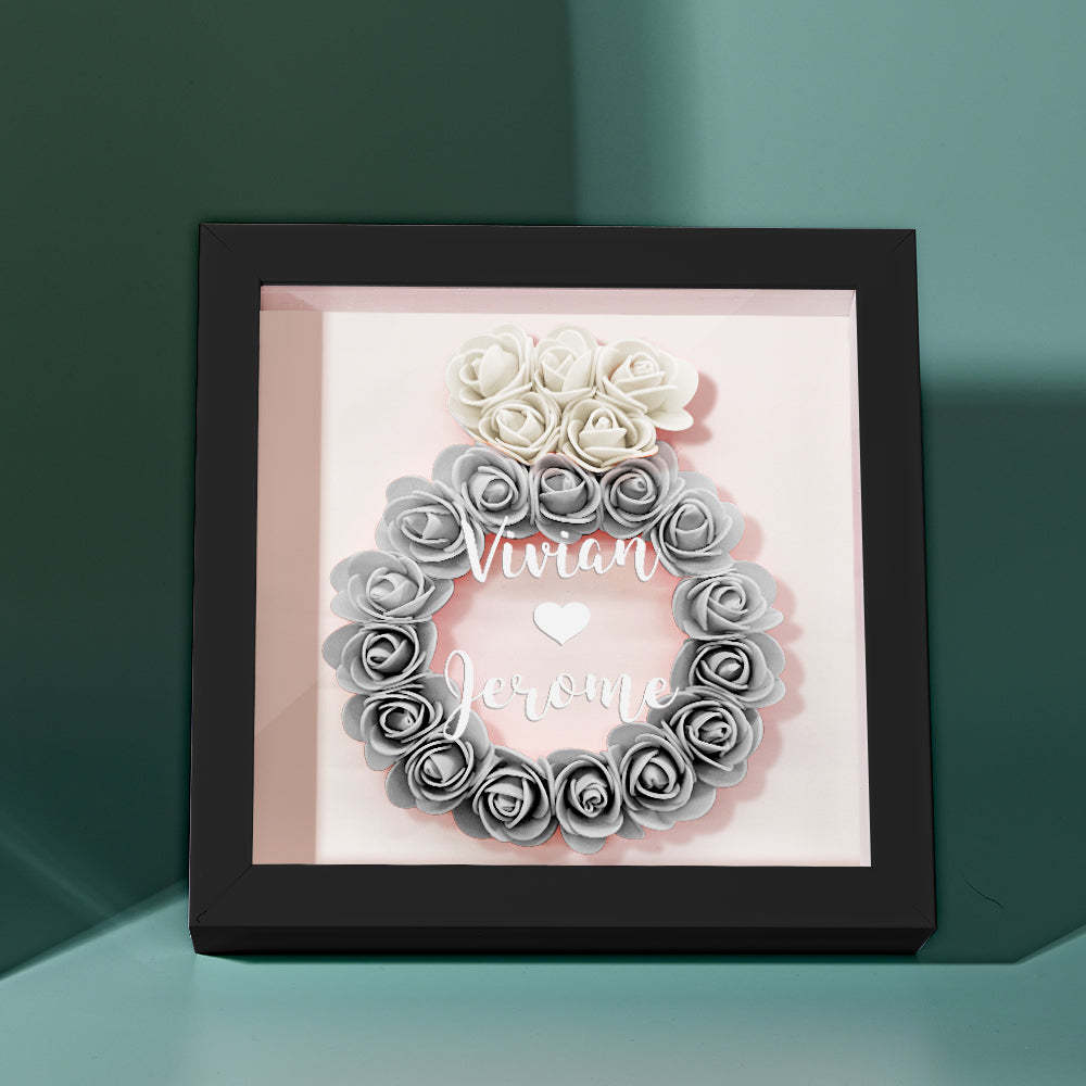 Custom Flower Shadow Box Personalized Wedding Ring Flower Shadowbox Frame Gift
