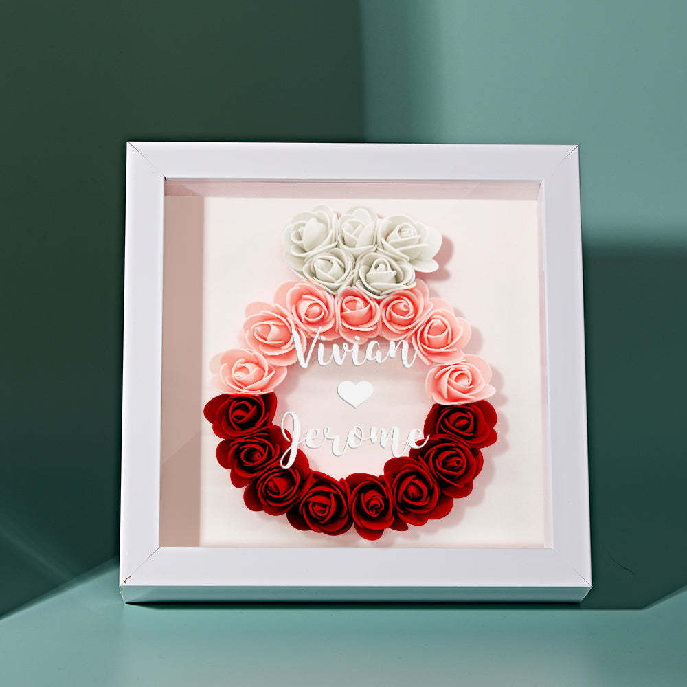 Custom Flower Shadow Box Personalized Wedding Ring Flower Shadowbox Frame Gift