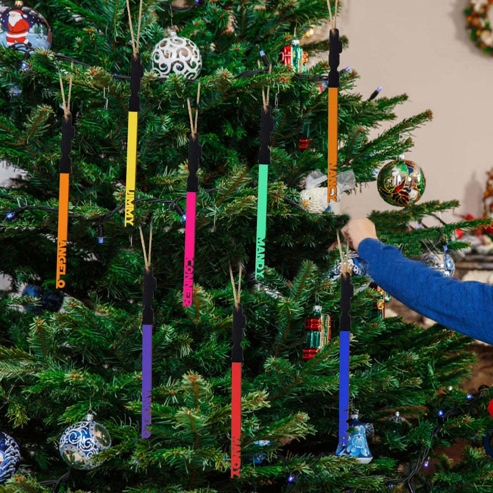 Personalized Christmas Lightsaber ornament Custom Family Member Name Unique Christmas Gifts
