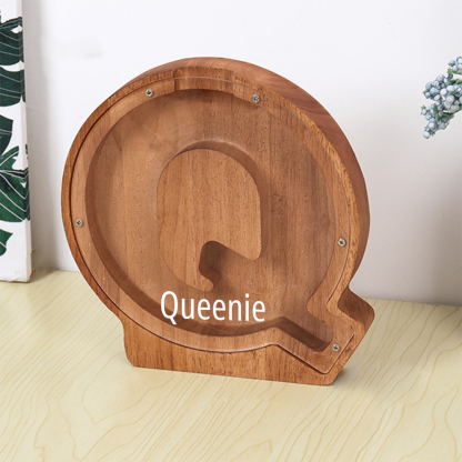 Custom Name Letter Piggy Bank Wooden Engraved Money Box Kids Christmas Gifts