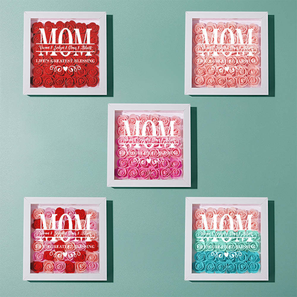 Custom Flower Shadow Box Personalized Name Flower Shadowbox Frame Mother's Day Gift