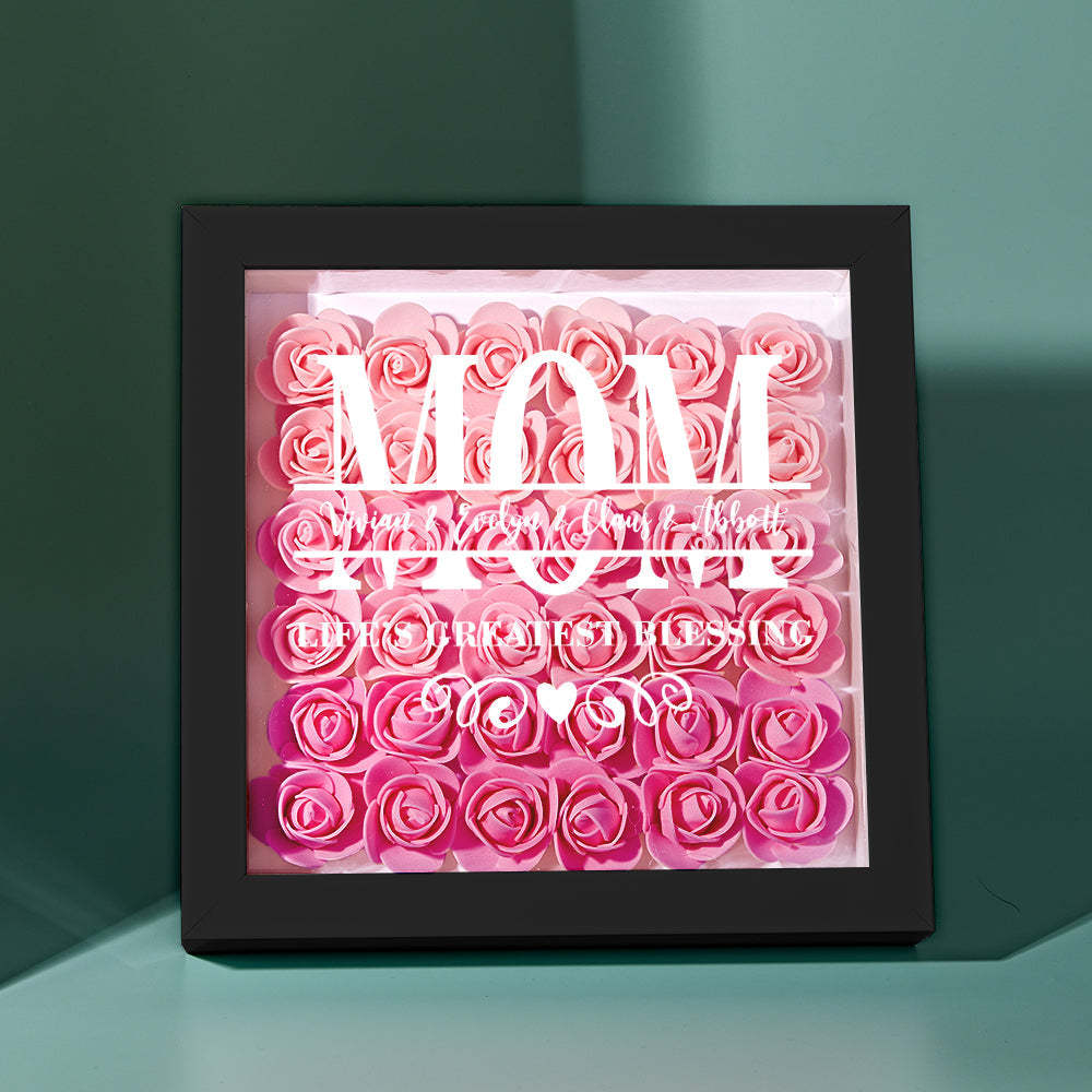 Custom Flower Shadow Box Personalized Name Flower Shadowbox Frame Mother's Day Gift