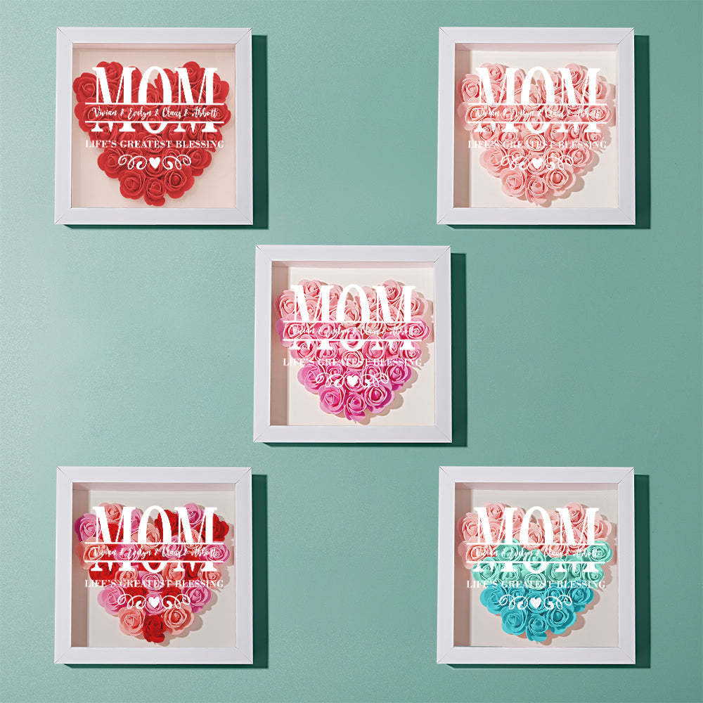 Custom Flower Shadow Box Personalized Name Flower Shadowbox Frame Mother's Day Gift