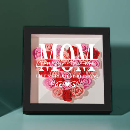 Custom Flower Shadow Box Personalized Name Flower Shadowbox Frame Mother's Day Gift