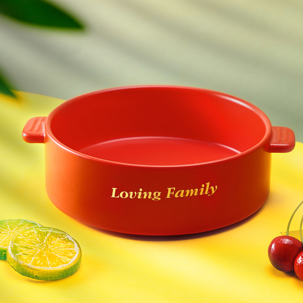 Custom Engraved Plate Binaural Ceramic Bowl Tableware Home Decoration