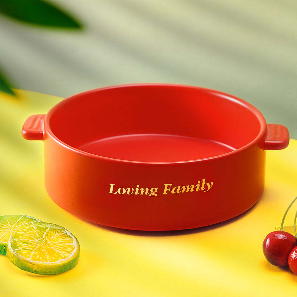 Custom Engraved Plate Binaural Ceramic Bowl Tableware Home Decoration