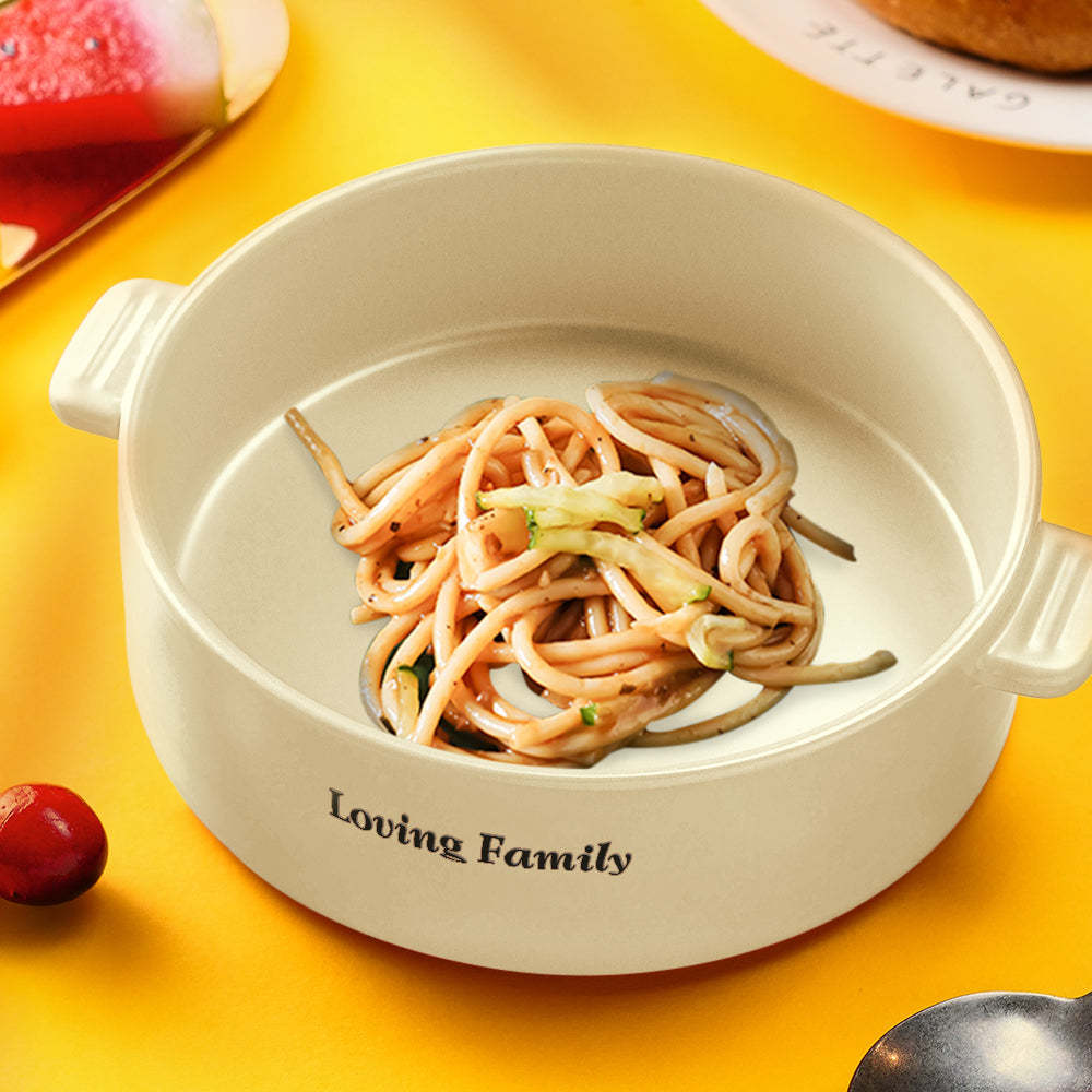 Custom Engraved Plate Binaural Ceramic Bowl Tableware Home Decoration