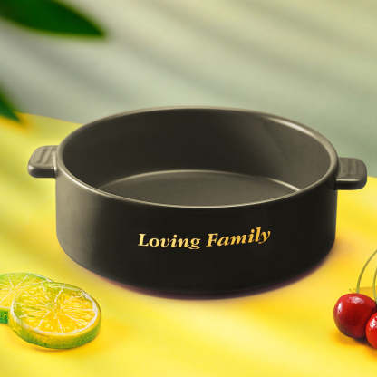 Custom Engraved Plate Binaural Ceramic Bowl Tableware Home Decoration