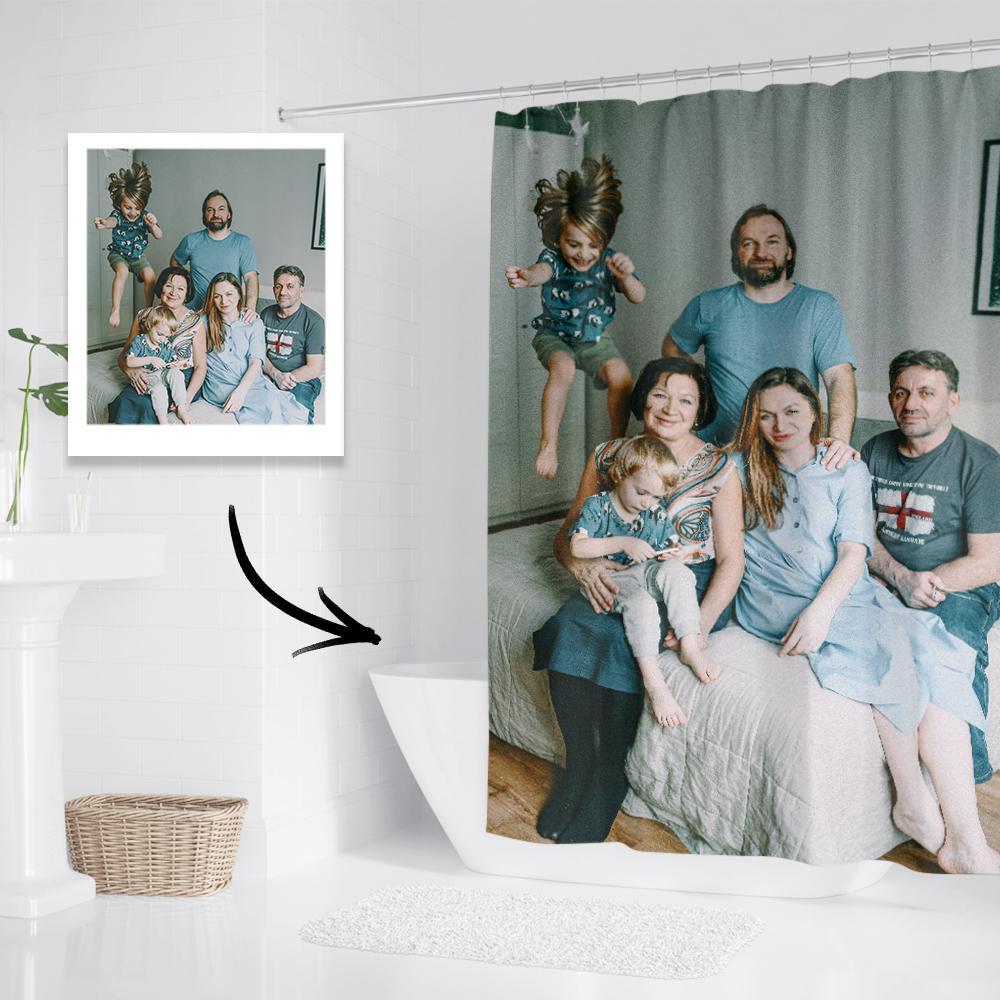 Custom Photo Shower Curtain Personalized Polyester Waterproof Backdrop - 6 Sizes