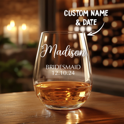 Personalized Name Red Wine Glass Bridal Party Gifts