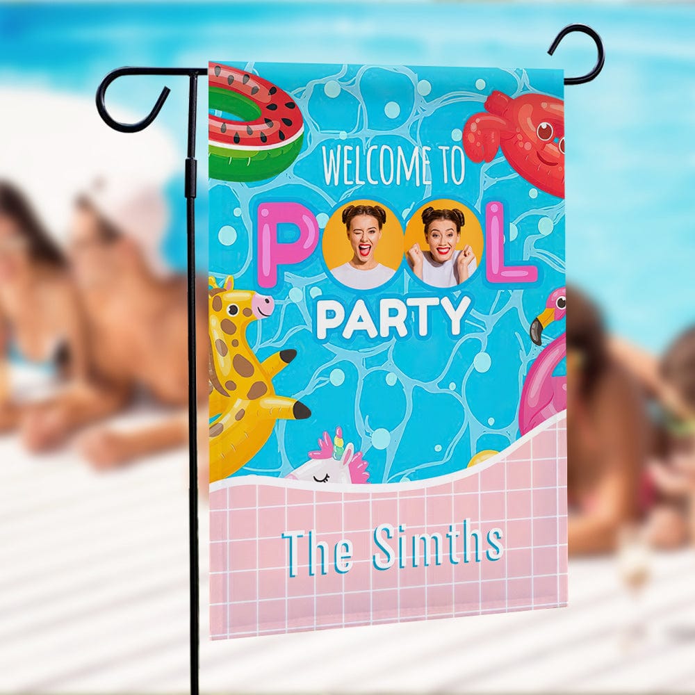 Welcome Sign Garden Flag Personalized Garden Flag for Pool Party