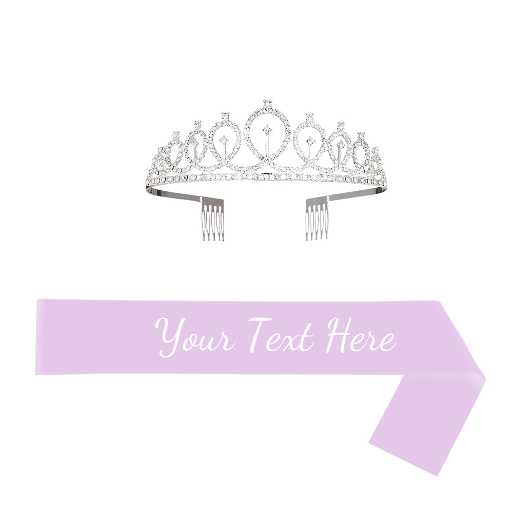 Custom Sash and Tiara Set Personalized Sash Rhinestone Crowns Party Decorations Kit for Women