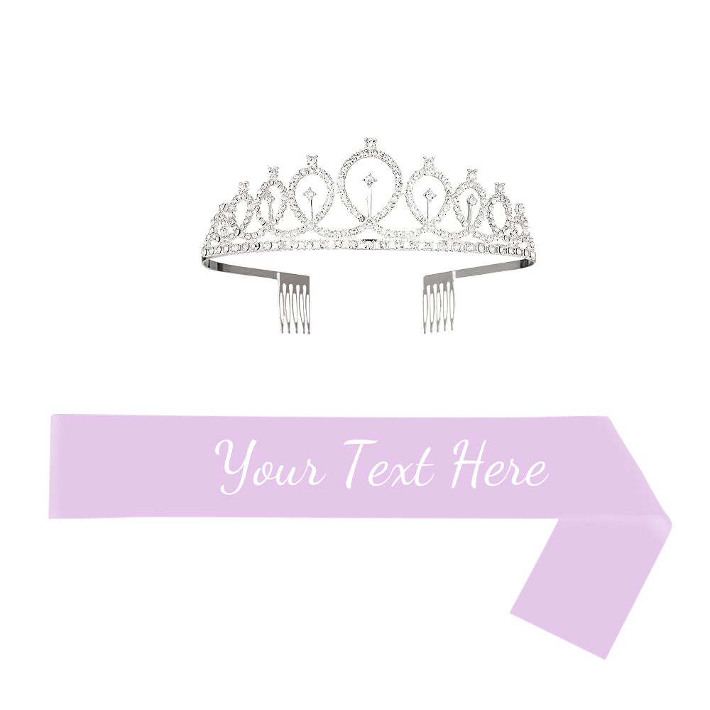 Custom Sash and Tiara Set Personalized Sash Rhinestone Crowns Party Decorations Kit for Women