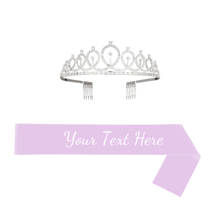 Custom Sash and Tiara Set Personalized Sash Rhinestone Crowns Party Decorations Kit for Women