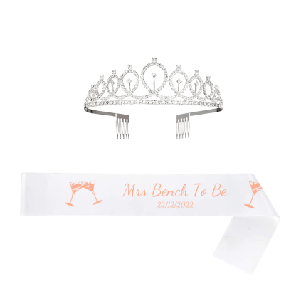 Custom Sash and Tiara Set Personalized Pattern Sash Rhinestone Crowns Party Decorations Kit for Women