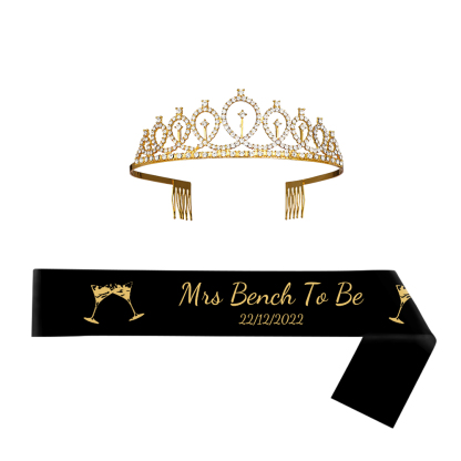Custom Sash and Tiara Set Personalized Pattern Sash Rhinestone Crowns Party Decorations Kit for Women