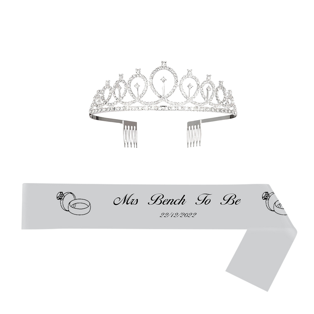 Custom Sash and Tiara Set Personalized Pattern Sash Rhinestone Crowns Party Decorations Kit for Women