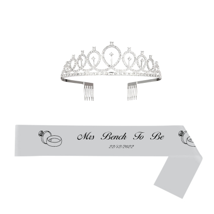Custom Sash and Tiara Set Personalized Pattern Sash Rhinestone Crowns Party Decorations Kit for Women